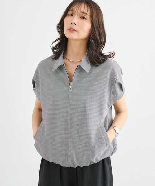 BARNYARDSTORM（バンヤードストーム）の「BARNYARDSTORM / 半袖シャツブルゾン【吸水速乾/JAPAN FABRIC】（ブルゾン・レディース・ホワイト/ブラック・FREE）」の7枚目の写真
