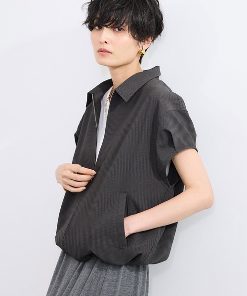 BARNYARDSTORM（バンヤードストーム）の「BARNYARDSTORM / 半袖シャツブルゾン【吸水速乾/JAPAN FABRIC】（ブルゾン・レディース・ホワイト/ブラック・FREE）」の4枚目の写真