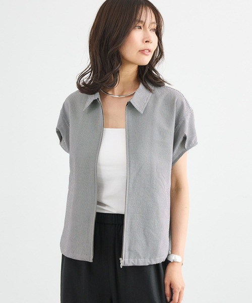 BARNYARDSTORM（バンヤードストーム）の「BARNYARDSTORM / 半袖シャツブルゾン【吸水速乾/JAPAN FABRIC】（ブルゾン・レディース・ホワイト/ブラック・FREE）」の13枚目の写真
