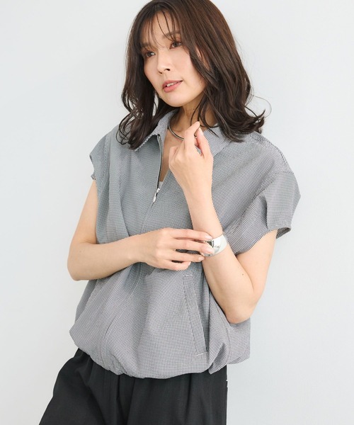 BARNYARDSTORM（バンヤードストーム）の「BARNYARDSTORM / 半袖シャツブルゾン【吸水速乾/JAPAN FABRIC】（ブルゾン・レディース・ホワイト/ブラック・FREE）」の20枚目の写真