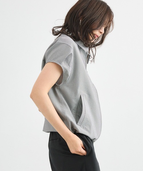 BARNYARDSTORM（バンヤードストーム）の「BARNYARDSTORM / 半袖シャツブルゾン【吸水速乾/JAPAN FABRIC】（ブルゾン・レディース・ホワイト/ブラック・FREE）」の8枚目の写真