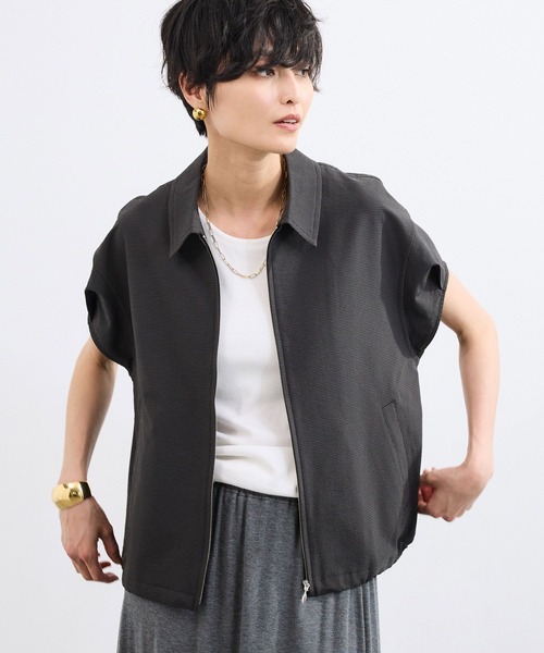 BARNYARDSTORM（バンヤードストーム）の「BARNYARDSTORM / 半袖シャツブルゾン【吸水速乾/JAPAN FABRIC】（ブルゾン・レディース・ホワイト/ブラック・FREE）」の14枚目の写真