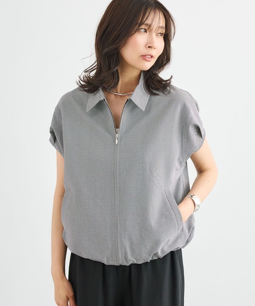 BARNYARDSTORM（バンヤードストーム）の「BARNYARDSTORM / 半袖シャツブルゾン【吸水速乾/JAPAN FABRIC】（ブルゾン・レディース・ホワイト/ブラック・FREE）」の16枚目の写真