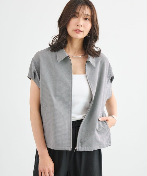 BARNYARDSTORM（バンヤードストーム）の「BARNYARDSTORM / 半袖シャツブルゾン【吸水速乾/JAPAN FABRIC】（ブルゾン・レディース・ホワイト/ブラック・FREE）」の12枚目の写真