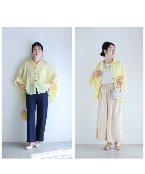 cawaii（カワイイ）の「着心地柔らかガーゼ風ドルマンシャツトップス（シャツ/ブラウス・レディース・ブルー/イエロー・FREE）」の5枚目の写真