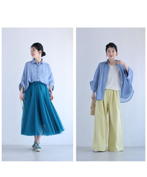 cawaii（カワイイ）の「着心地柔らかガーゼ風ドルマンシャツトップス（シャツ/ブラウス・レディース・ブルー/イエロー・FREE）」の9枚目の写真