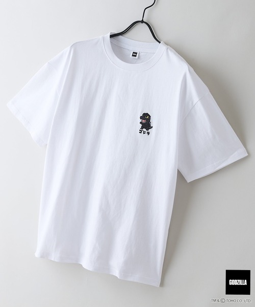 JEANS MATE（ジーンズメイト）の「【GODZILLA/ゴジラ】【コットン100％のしっかりした生地 ドロップショルダー】オリジナルデザイン 刺繍Tシャツ ゴジラ キングギドラ メカゴジラ コラボ 特撮 映画 キャラT オーバーサイズ（Tシャツ/カットソー・メンズ・ホワイト系その他/ブルー系その他/ホワイト系その他2/ホワイト系その他3/ホワイト系その他4/ブラック系その他2/ブラック系その他3/ブラック系その他4・SMALL/MEDIUM/LARGE/X-LARGE）」の4枚目の写真