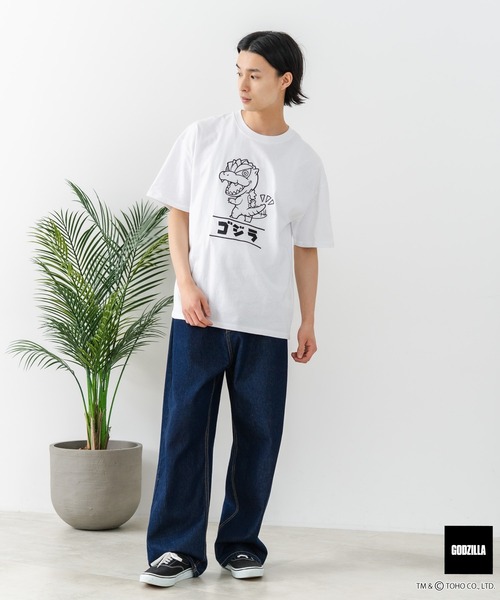 JEANS MATE（ジーンズメイト）の「【GODZILLA/ゴジラ】【コットン100％のしっかりした生地 ドロップショルダー】オリジナルデザイン 刺繍Tシャツ ゴジラ キングギドラ メカゴジラ コラボ 特撮 映画 キャラT オーバーサイズ（Tシャツ/カットソー・メンズ・ホワイト系その他/ブルー系その他/ホワイト系その他2/ホワイト系その他3/ホワイト系その他4/ブラック系その他2/ブラック系その他3/ブラック系その他4・SMALL/MEDIUM/LARGE/X-LARGE）」の11枚目の写真