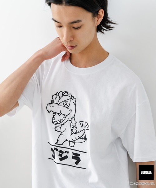 JEANS MATE（ジーンズメイト）の「【GODZILLA/ゴジラ】【コットン100％のしっかりした生地 ドロップショルダー】オリジナルデザイン 刺繍Tシャツ ゴジラ キングギドラ メカゴジラ コラボ 特撮 映画 キャラT オーバーサイズ（Tシャツ/カットソー・メンズ・ホワイト系その他/ブルー系その他/ホワイト系その他2/ホワイト系その他3/ホワイト系その他4/ブラック系その他2/ブラック系その他3/ブラック系その他4・SMALL/MEDIUM/LARGE/X-LARGE）」の20枚目の写真