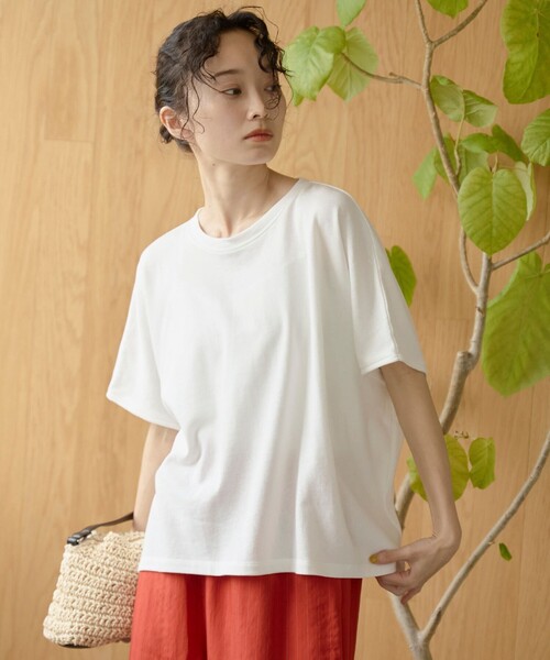 coen(コーエン)の「シアーミニ裏毛 ゆるスクエアカットソー(Tシャツ/カットソー・レディース・シャーベット/オフホワイト/ブラック・FREE)」の7枚目の写真