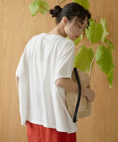 coen(コーエン)の「シアーミニ裏毛 ゆるスクエアカットソー(Tシャツ/カットソー・レディース・シャーベット/オフホワイト/ブラック・FREE)」の8枚目の写真