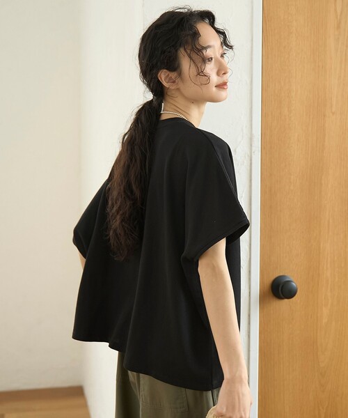 coen(コーエン)の「シアーミニ裏毛 ゆるスクエアカットソー(Tシャツ/カットソー・レディース・シャーベット/オフホワイト/ブラック・FREE)」の15枚目の写真