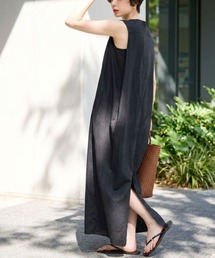 Rouge vif Anna（ルージュヴィフアンナ）の「【2サイズ展開】【定番人気】麻混ノースリーブVネックワンピース ポケット付き コクーンシルエット（ワンピース）」