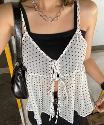 柄シアーキャミソールトップス