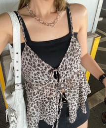 柄シアーキャミソールトップス