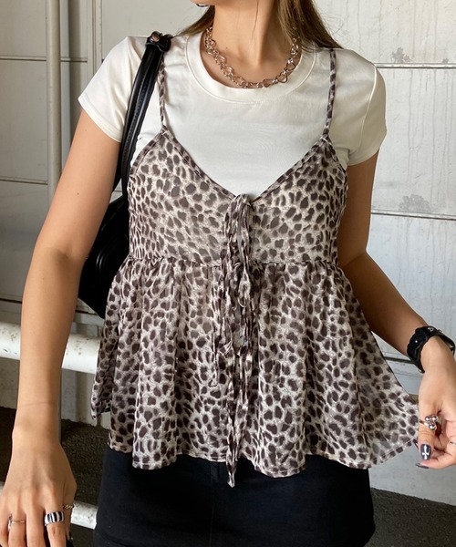 non-hedge(ノンヘッジ)の「柄シアーキャミソールトップス(その他トップス・レディース・ベージュ/ブラック×ホワイト/ブラウン/ホワイト×ブラック・FREE)」の9枚目の写真
