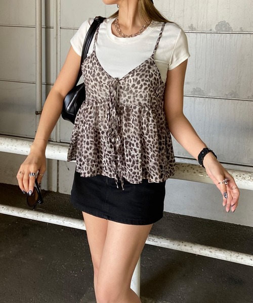 non-hedge(ノンヘッジ)の「柄シアーキャミソールトップス(その他トップス・レディース・ベージュ/ブラック×ホワイト/ブラウン/ホワイト×ブラック・FREE)」の10枚目の写真