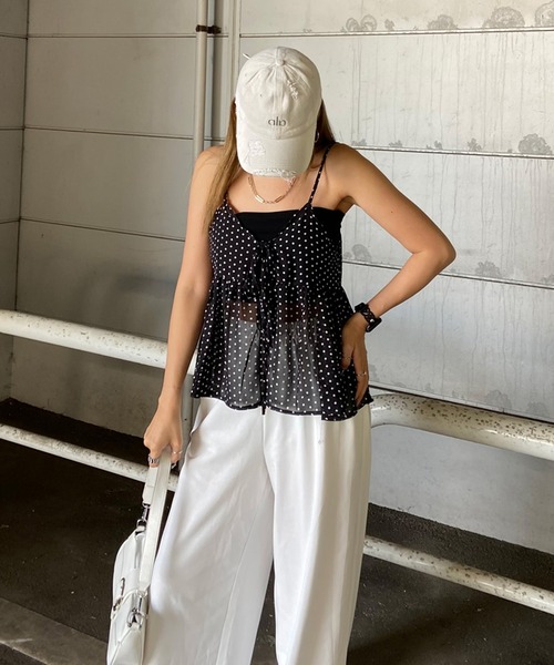 non-hedge(ノンヘッジ)の「柄シアーキャミソールトップス(その他トップス・レディース・ベージュ/ブラック×ホワイト/ブラウン/ホワイト×ブラック・FREE)」の16枚目の写真