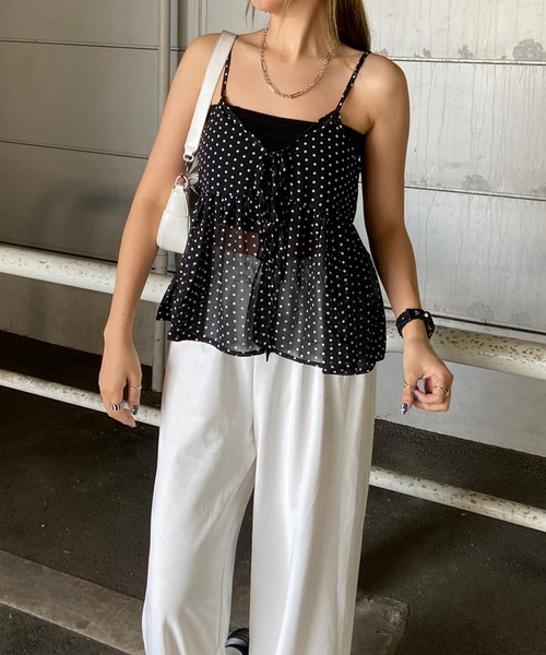non-hedge(ノンヘッジ)の「柄シアーキャミソールトップス(その他トップス・レディース・ベージュ/ブラック×ホワイト/ブラウン/ホワイト×ブラック・FREE)」の17枚目の写真