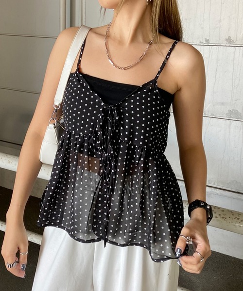 non-hedge(ノンヘッジ)の「柄シアーキャミソールトップス(その他トップス・レディース・ベージュ/ブラック×ホワイト/ブラウン/ホワイト×ブラック・FREE)」の18枚目の写真