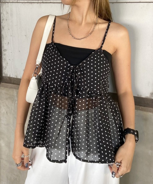 non-hedge(ノンヘッジ)の「柄シアーキャミソールトップス(その他トップス・レディース・ベージュ/ブラック×ホワイト/ブラウン/ホワイト×ブラック・FREE)」の19枚目の写真