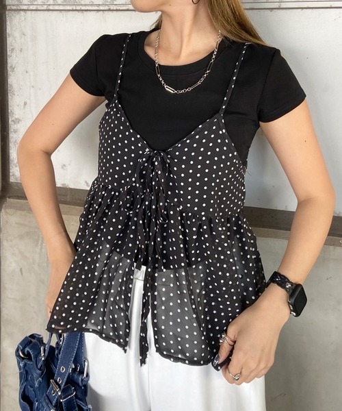 non-hedge(ノンヘッジ)の「柄シアーキャミソールトップス(その他トップス・レディース・ベージュ/ブラック×ホワイト/ブラウン/ホワイト×ブラック・FREE)」の21枚目の写真