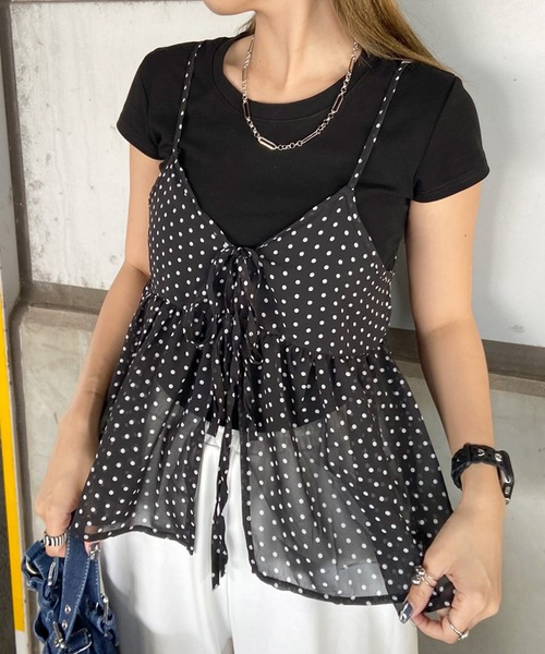 non-hedge(ノンヘッジ)の「柄シアーキャミソールトップス(その他トップス・レディース・ベージュ/ブラック×ホワイト/ブラウン/ホワイト×ブラック・FREE)」の22枚目の写真