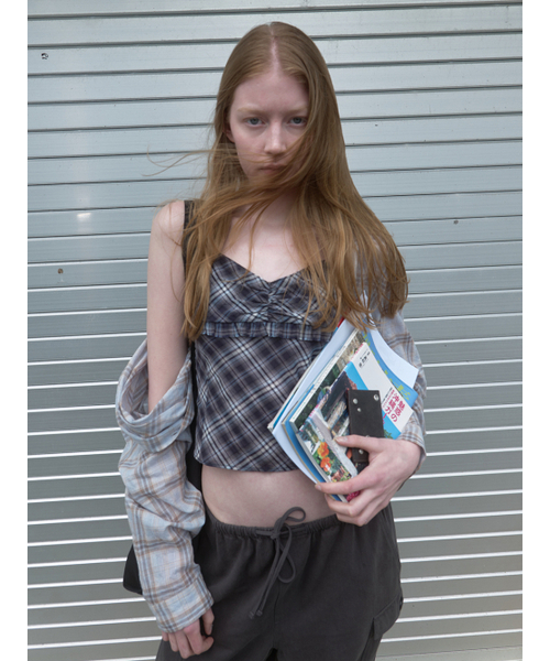 Kijun(キジュン)の「Sheer Check Camisole Navy(Tシャツ/カットソー・レディース・その他・SMALL/MEDIUM)」の3枚目の写真