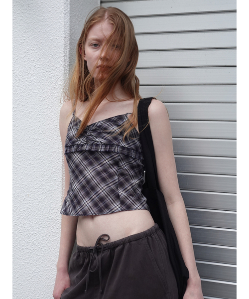 Kijun(キジュン)の「Sheer Check Camisole Navy(Tシャツ/カットソー・レディース・その他・SMALL/MEDIUM)」の2枚目の写真