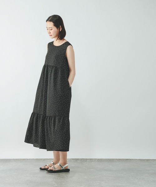 GLOBAL WORK(グローバルワーク)の「Airy Breezeワンピース/636251(ワンピース・レディース・チャコールグレー/イエロー系その他3/ブラック系その他3・LARGE/MEDIUM)」の2枚目の写真