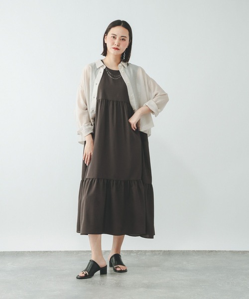 GLOBAL WORK(グローバルワーク)の「Airy Breezeワンピース/636251(ワンピース・レディース・チャコールグレー/イエロー系その他3/ブラック系その他3・LARGE/MEDIUM)」の8枚目の写真