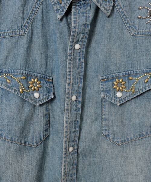 REMI RELIEF(レミレリーフ)の「【イベント限定】【別注】REMI RELIEF / Denim Western shirt Box Fit Used(シャツ/ブラウス・メンズ・ブルー・MEDIUM/SMALL/XX-LARGE/X-LARGE/LARGE)」の6枚目の写真