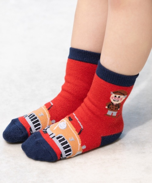 ANPANMAN KIDS COLLECTION(アンパンマンキッズコレクション)の「ジャムおじさんクラシックカー柄ソックス(ソックス/靴下・キッズ・レッド/ネイビー・13-15cm/11-13cm/15-17cm)」の1枚目の写真