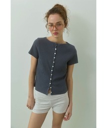 ALEXIA STAM | Rib Short Sleeve Cardigan /リブ半袖カーディガン(カーディガン/ボレロ)
