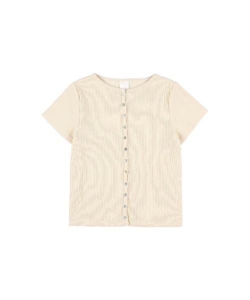 ALEXIA STAM（アリシアスタン）の「Rib Short Sleeve Cardigan /リブ半袖カーディガン（カーディガン/ボレロ・レディース・アイボリー/ネイビー・M/S）」の11枚目の写真