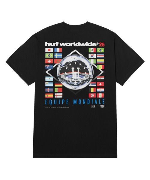 HUF(ハフ)の「EQUIPE MONDIALE TEE(Tシャツ/カットソー・メンズ・ブラック・XL/L/M/S)」の2枚目の写真