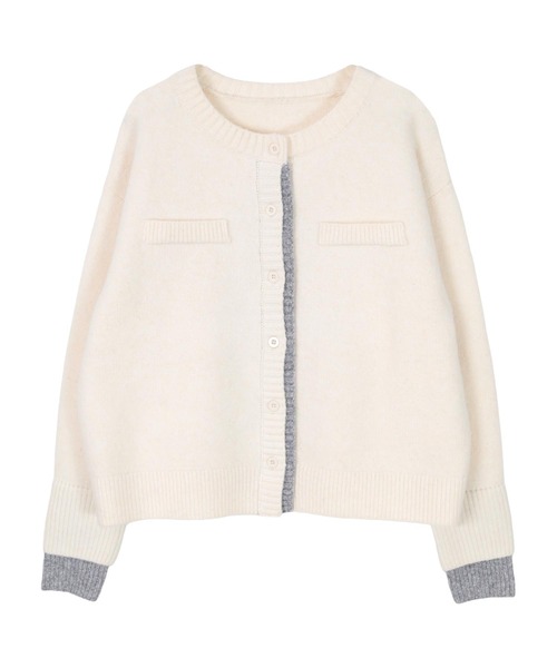 miette(ミエット)の「配色デザインクルーネックニットカーディガン(カーディガン/ボレロ・レディース・アイボリー/ブラウン/チャコール・FREE)」の14枚目の写真