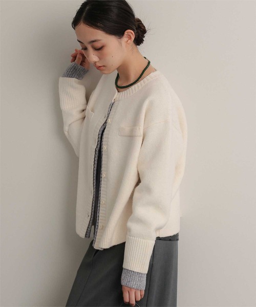 miette(ミエット)の「配色デザインクルーネックニットカーディガン(カーディガン/ボレロ・レディース・アイボリー/ブラウン/チャコール・FREE)」の21枚目の写真