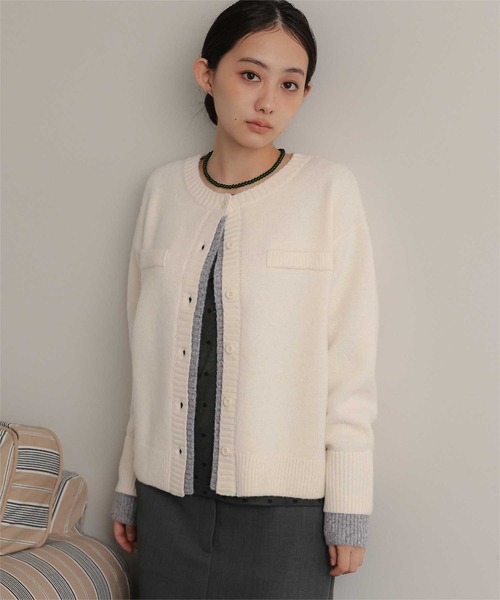 miette(ミエット)の「配色デザインクルーネックニットカーディガン(カーディガン/ボレロ・レディース・アイボリー/ブラウン/チャコール・FREE)」の22枚目の写真