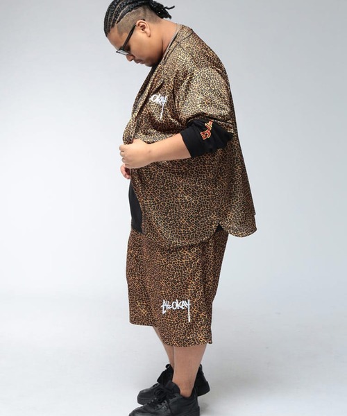 SAKAZEN(サカゼン)の「シャツ 半袖 メンズ 大きいサイズ 総メッシュ ヒョウ柄 フルボタン ベースボールシャツ ALL OKAY オールオーケー(シャツ/ブラウス・メンズ・グレー/ベージュ・3XL/2XL/LL)」の5枚目の写真