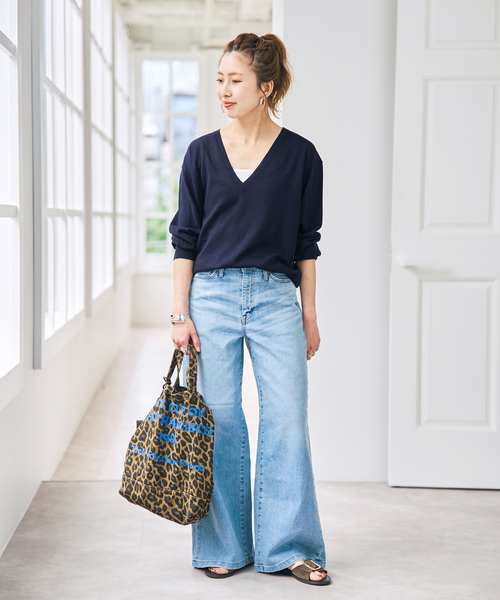 Spick & Span(スピックアンドスパン)の「《手洗い可能》18G Vネックニット(ニット/セーター・レディース・ブラウン系その他/レッド/ネイビー・FREE)」の5枚目の写真