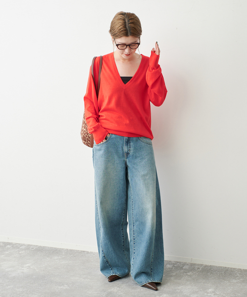 Spick & Span(スピックアンドスパン)の「《手洗い可能》18G Vネックニット(ニット/セーター・レディース・ブラウン系その他/レッド/ネイビー・FREE)」の18枚目の写真