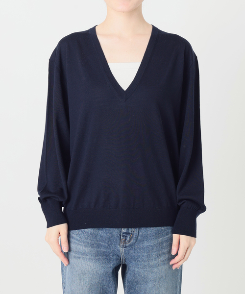 Spick & Span(スピックアンドスパン)の「《手洗い可能》18G Vネックニット(ニット/セーター・レディース・ブラウン系その他/レッド/ネイビー・FREE)」の17枚目の写真