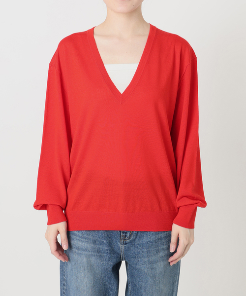 Spick & Span(スピックアンドスパン)の「《手洗い可能》18G Vネックニット(ニット/セーター・レディース・ブラウン系その他/レッド/ネイビー・FREE)」の10枚目の写真