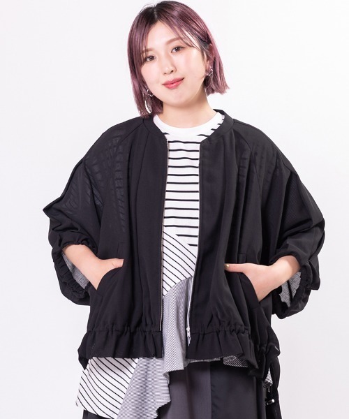 OSMOSIS(オズモーシス)の「タックスリーブジップブルゾン(ブルゾン・レディース・アイボリー/ブラック・ONE SIZE)」の2枚目の写真