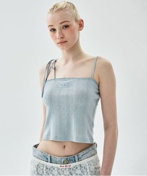 SLEEVELESS EYELET RIBBON DETAIL / スリーブレス アイレット リボン ディテール