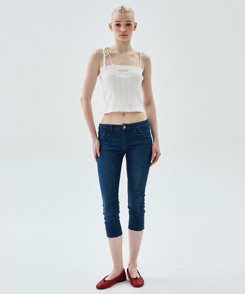 Mardi Mercredi(マルディメクルディ)の「SLEEVELESS EYELET RIBBON DETAIL / スリーブレス アイレット リボン ディテール(キャミソール・レディース・グレー/アイボリー/スカイブルー・FREE)」の13枚目の写真