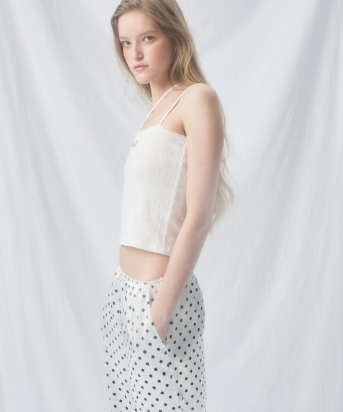 Mardi Mercredi(マルディメクルディ)の「SLEEVELESS EYELET RIBBON DETAIL / スリーブレス アイレット リボン ディテール(キャミソール・レディース・グレー/アイボリー/スカイブルー・FREE)」の16枚目の写真