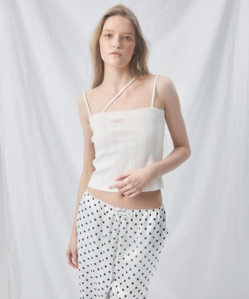 Mardi Mercredi(マルディメクルディ)の「SLEEVELESS EYELET RIBBON DETAIL / スリーブレス アイレット リボン ディテール(キャミソール・レディース・グレー/アイボリー/スカイブルー・FREE)」の15枚目の写真