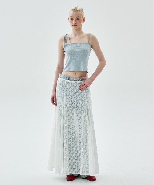 Mardi Mercredi(マルディメクルディ)の「SLEEVELESS EYELET RIBBON DETAIL / スリーブレス アイレット リボン ディテール(キャミソール・レディース・グレー/アイボリー/スカイブルー・FREE)」の20枚目の写真